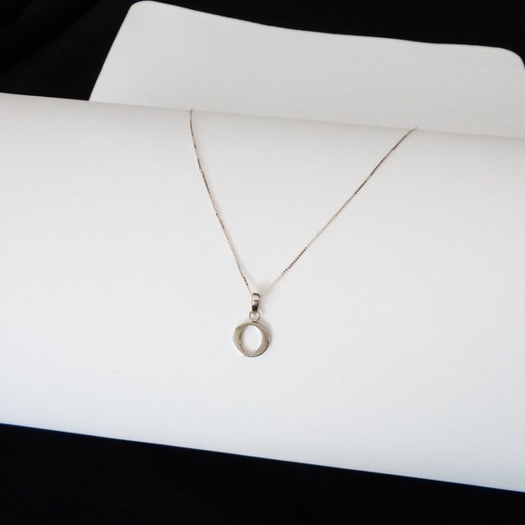 Solid White Gold Letter Charm Necklace Real Gold Initial Necklace Stamped 10K - Picture 4 of 6